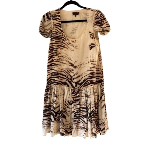 Mulberry Silk Dress Short Sleeve Shift Dress Made in England Animal Print - Picture 4 of 8